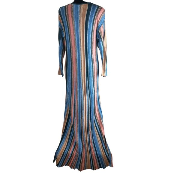 Peruvian connection Large multi striped knit maxi boho langenlook dress - Picture 5 of 14